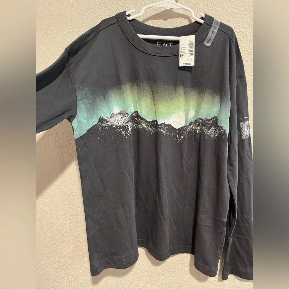 The Children’s Place Graphic Longsleeve Crewneck Northern Lights Boys 10/12 L